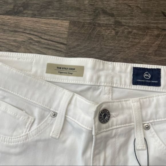 AG Adriano Goldschmied Stilt Crop Pants White Soft to Touch Mid Rise Pants - Picture 10 of 12